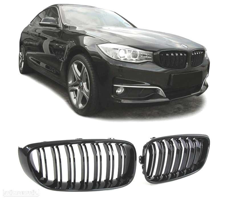 GRELHA DUPLA BMW SERIE 3 GT F34 13-18 LOOK M4 PRETO BRILHANTE - 1
