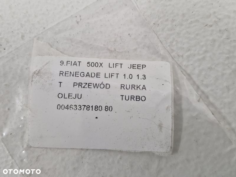 FIAT 500X 500 X 1.3 T B PRZEWÓD RURKA WĄŻ OLEJU TURBINY TURBO 00463378180 - 8