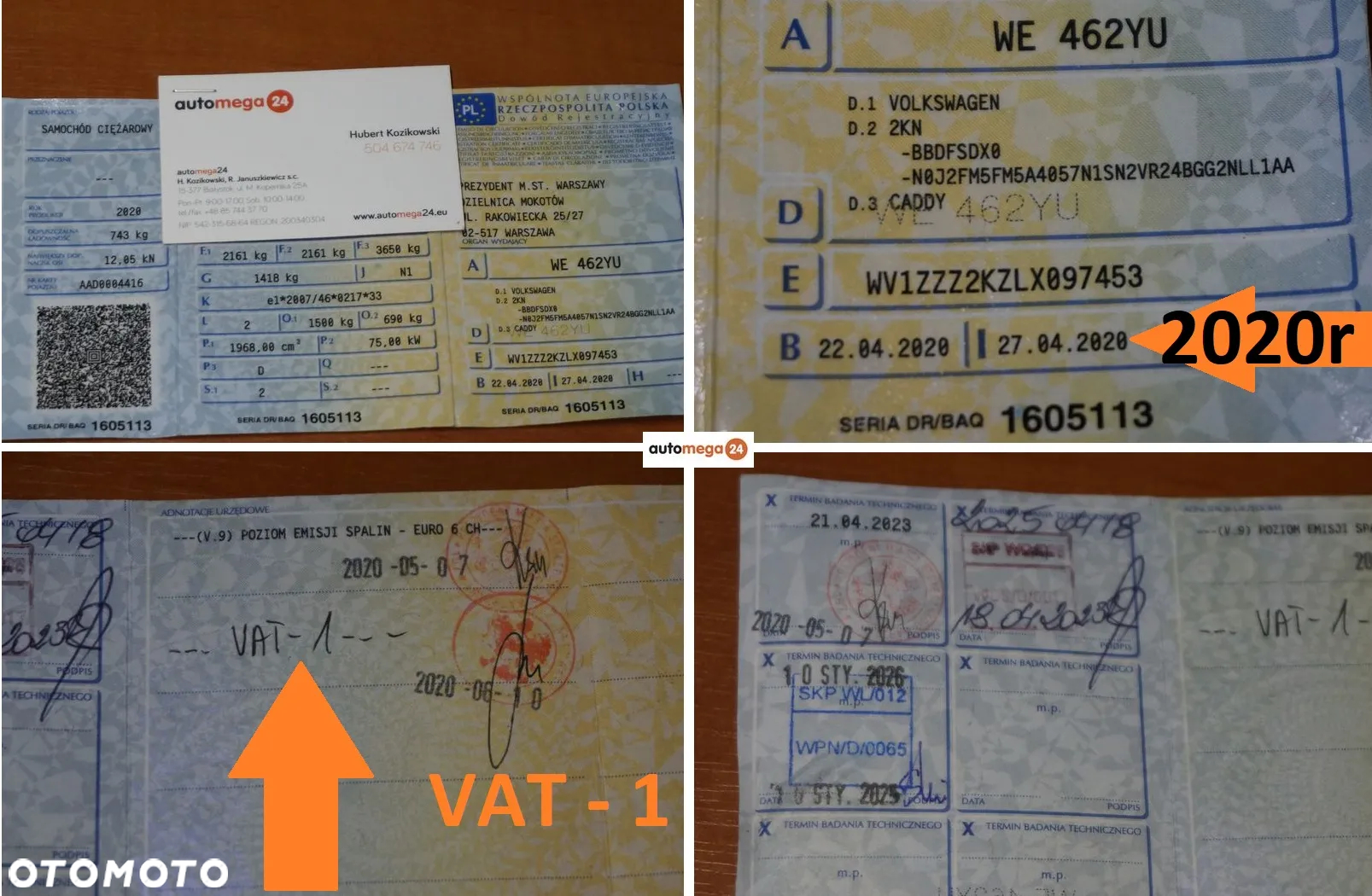 Volkswagen CADDY 2.0TDI 102KM EURO-6 VAT-1 HOMOLOGACJA CIĘŻ. ŁADOWNOŚĆ 743kg FURGON VAN SALON POLSKA - 7