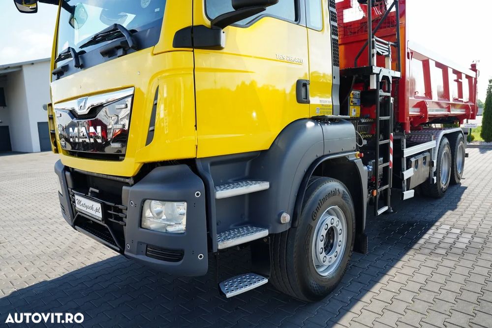 MAN TGS 26.420 / 6x4 / BASCULĂ DUBLĂ / LATERALĂ HIDRODORIZATĂ / BORDMATIC + PALFINGER 18002 HDS / ROTATOR / PILOT / EURO 6 - 19