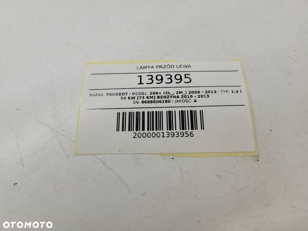 LAMPA PRZÓD PRAWA PEUGEOT 206+ PLUS EUROPA 9688606280 - 13