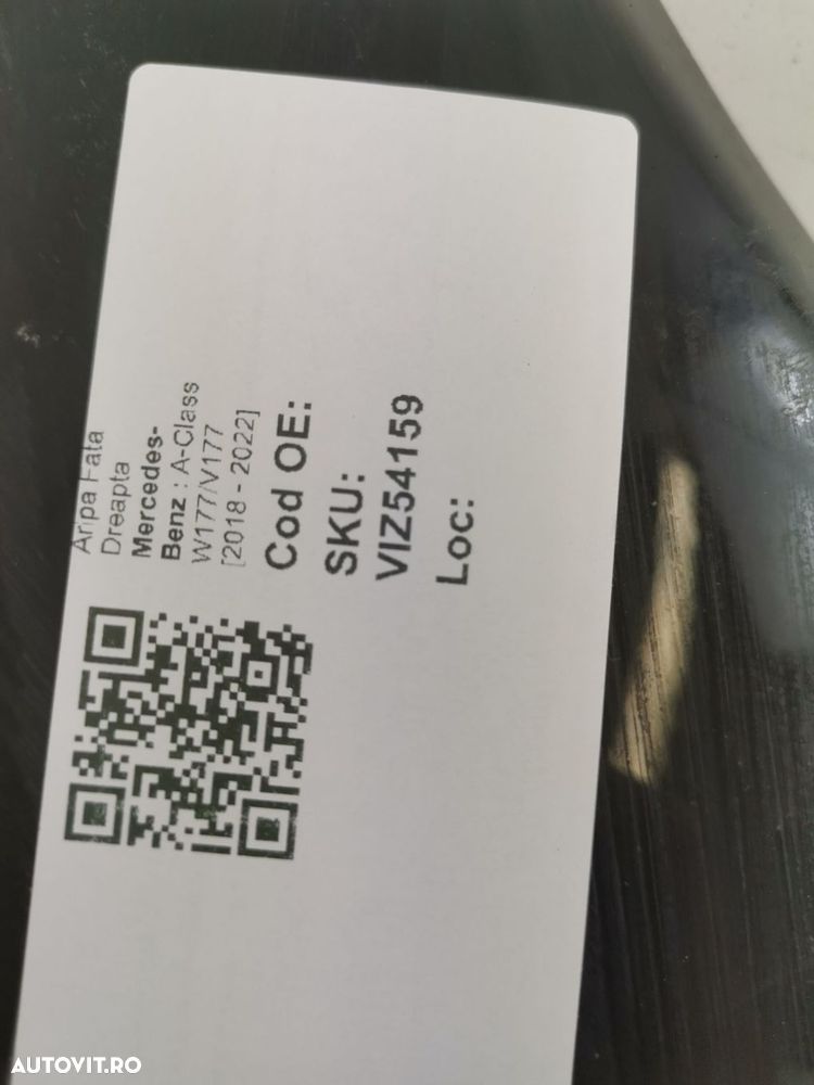 Aripa Fata Dreapta Mercedes-Benz  A-Class W177/V177 2018 2019 2020 202 - 8