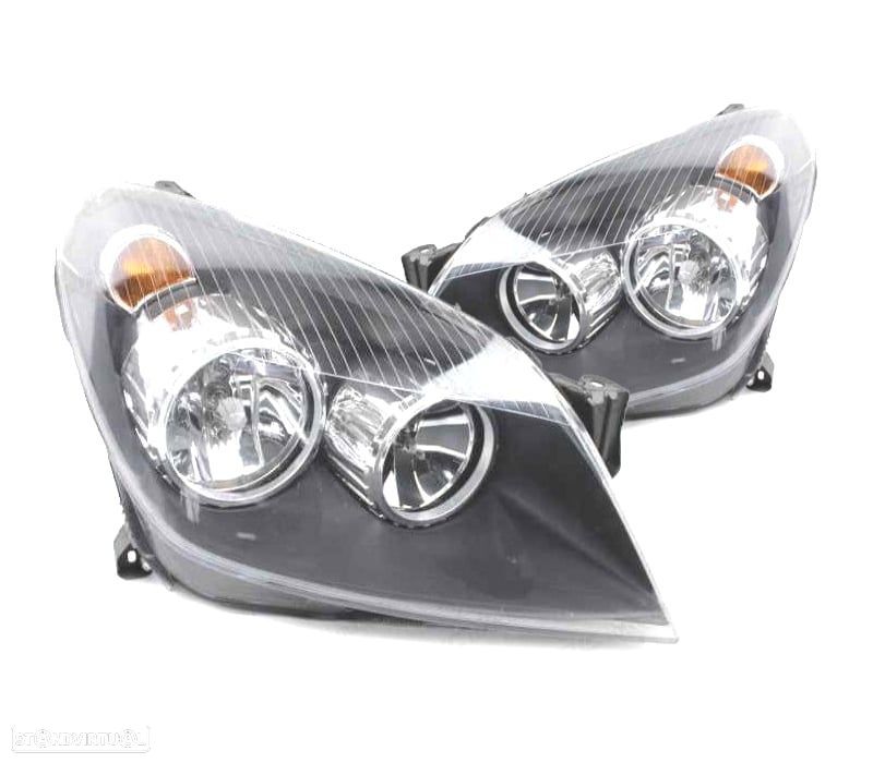 FARÓIS OPTICAS PARA OPEL ASTRA H PRETOS 04-11 - 1