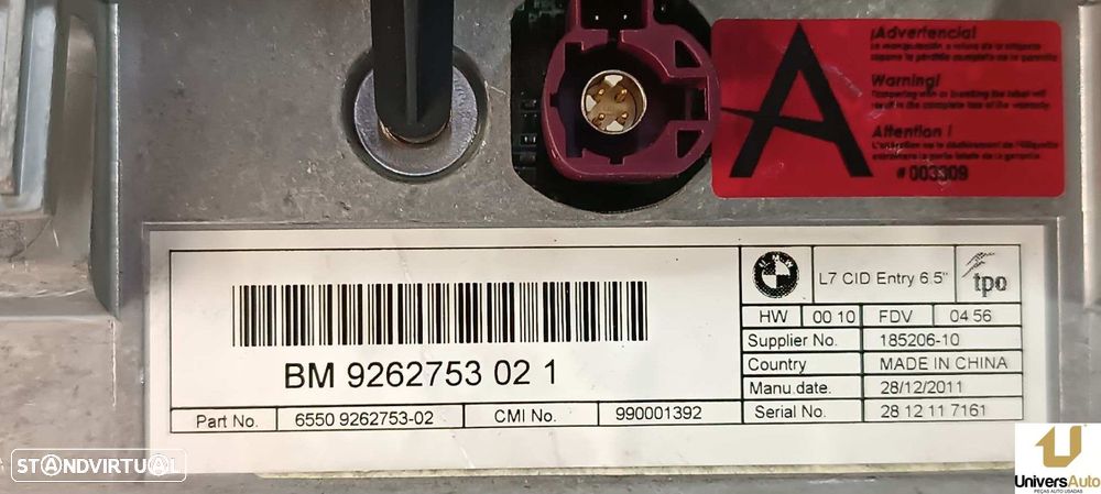 TELA/ECRÃ MULTIFUNÇÕES BMW SERIE 3 LIM. (F30) 318D - 4