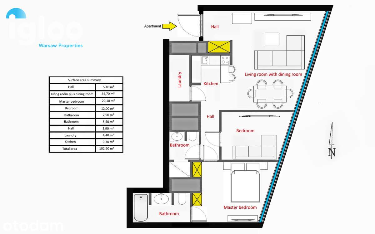 Luksusowy trzypokojowy apartament - Złota 44