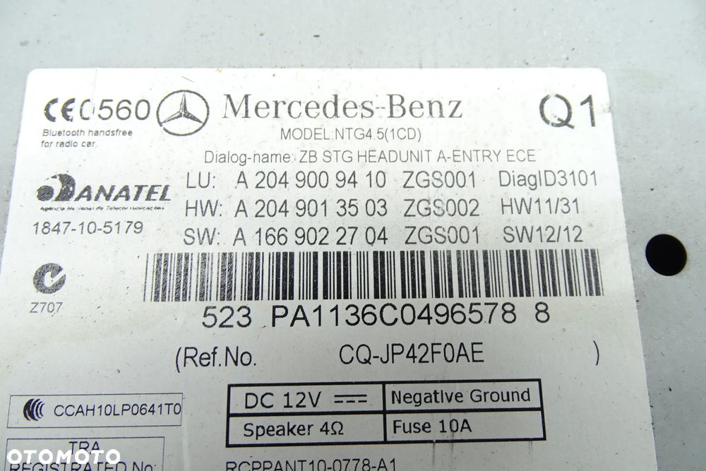 MERCEDES C KLASA W204  Radio Nawigacja 2049009410 - 4