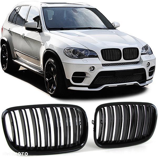 GRILL NERKI ATRAPA BMW X5 E70 X6 E71 CZARNY POŁYSK
