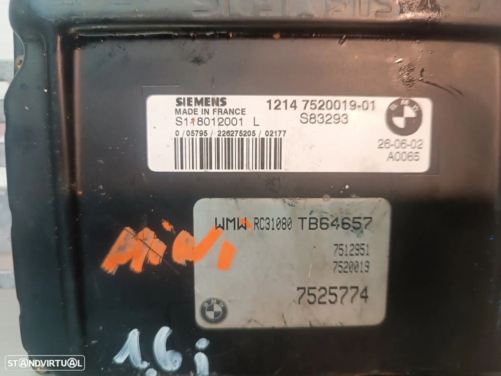 UNIDADE / CENTRALINA DO MOTOR MINI ONE COOPER 1.6i S118012001L 7525774 1214752001901 - 2