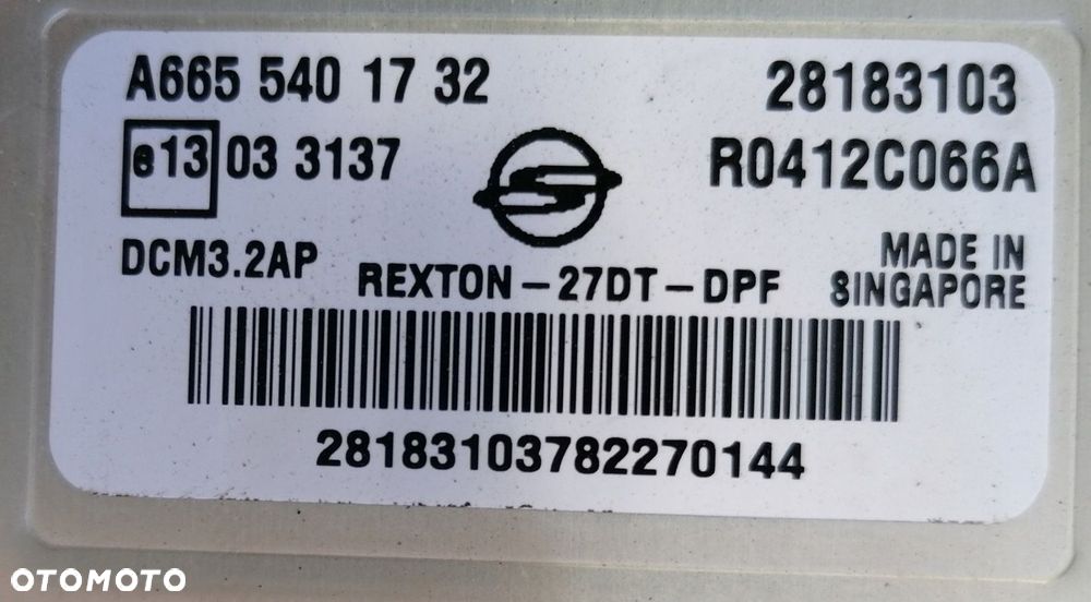 SSANGYONG REXTON I LIFT 2.7 XDI KOMPUTER STEROWNIK - 2