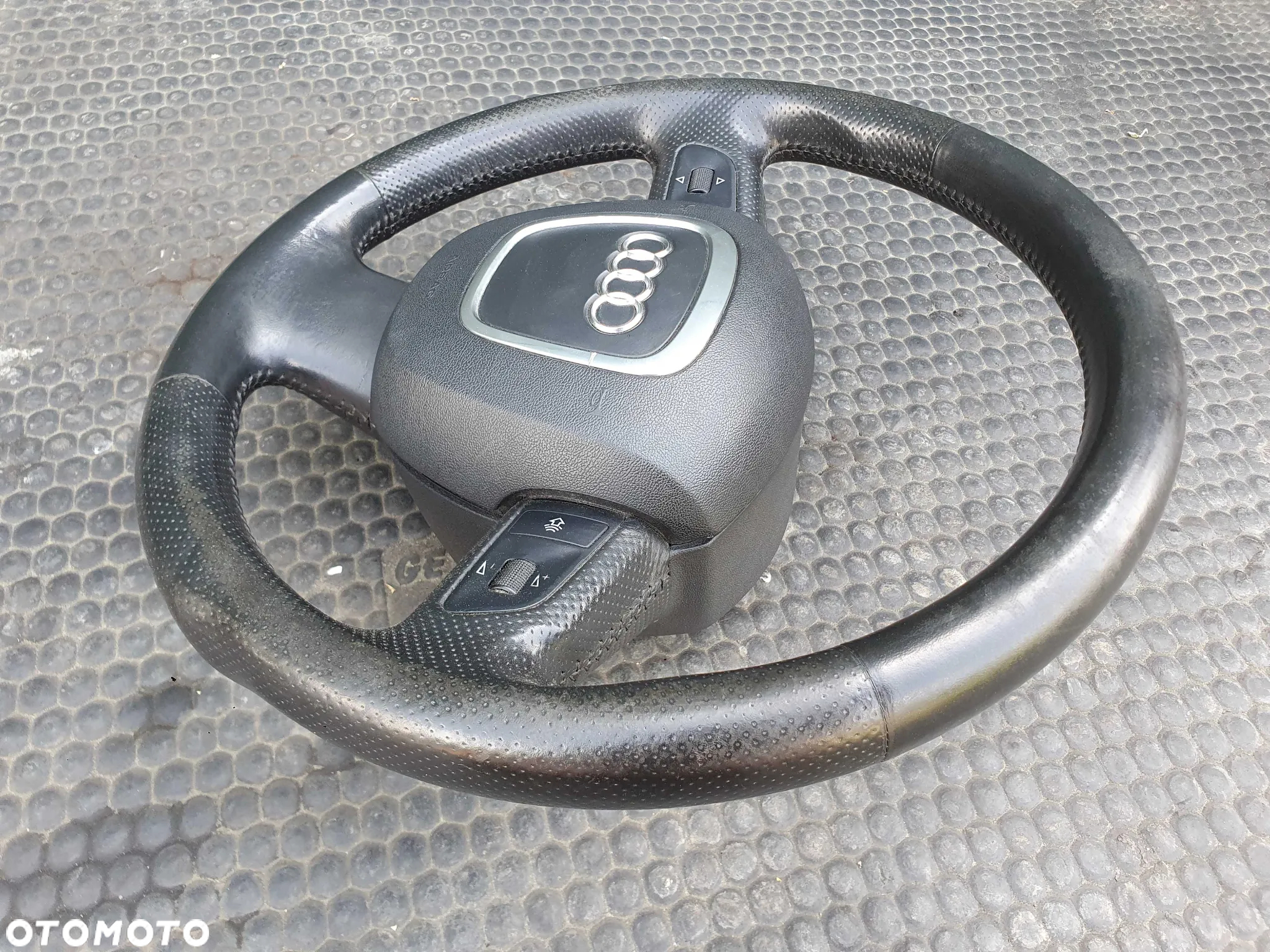 Kierownica Trzy 3 Ramienna Czarna Pikowana Skóra Air Bag Poduszka Wtyczka AUDI A4 B6 B7 - 12