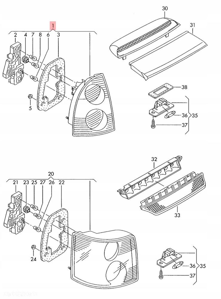 lampa prawa tylna tył vw passat b5 lift sedan 3b5945096ae - 2