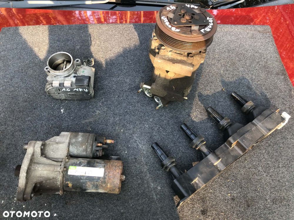 Osprzęt silnika - 1.6 16v  NFU - Peugeot, Citroen - ALTERNATOR, ROZRUSZNIK, SPRĘŻARKA KLIM, PRZEPUSTNICA, CEWKA ZAPŁONOWA - 1