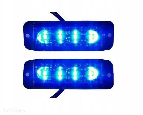 2x lampa strobopowa strobo 4 led blue niebieska policja straż uniwersalna - 1