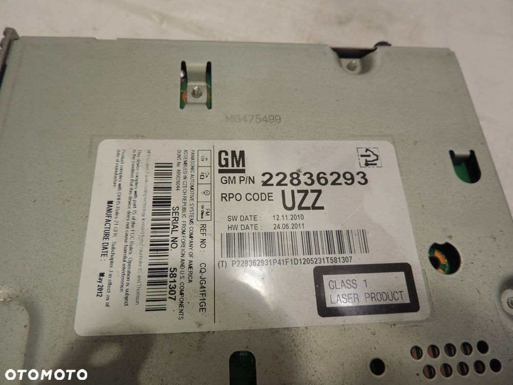 RADIO RADIOODTWARZACZ CD400 OPEL INSIGNIA A 22836293 - 12