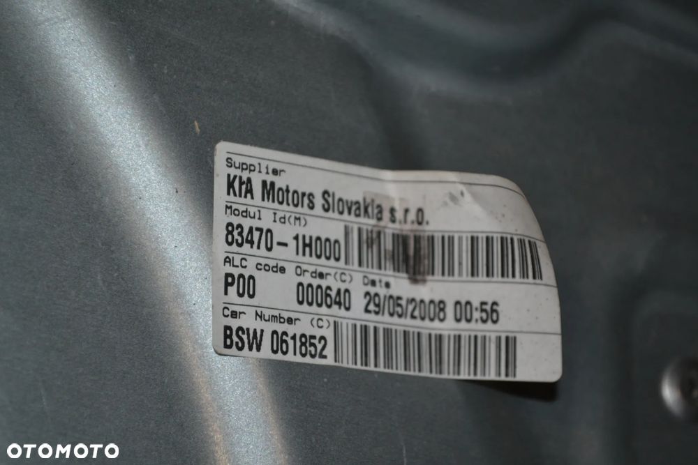 KIA CEED I MECHANIZM PODNOŚNIK SZYB ELEKTRYCZNYCH LEWY TYŁ TYLNY ORYGINAŁ 83470-1H000 - 3