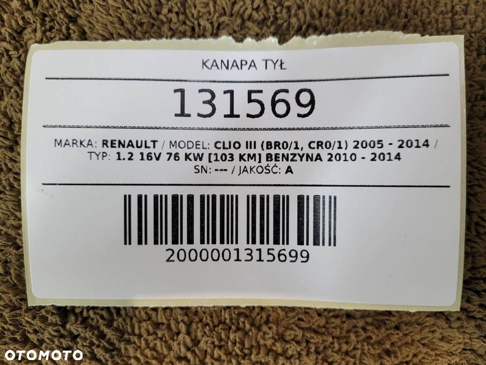 KANAPA TYŁ KOMPLET RENAULT CLIO III 5D HB - 8