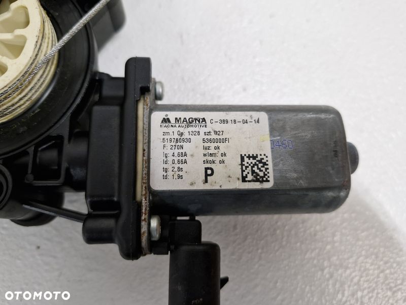 FIAT 500 PODNOŚNIK MECHANIZM SZYBY PRAWY PRZÓD 519760930 2 PIN - 7