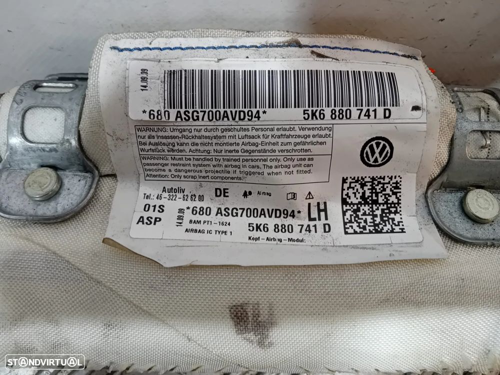 Cortina Cortinas de Airbag VW Golf 6 VI 5K6880742 5K6880741 Original - 3