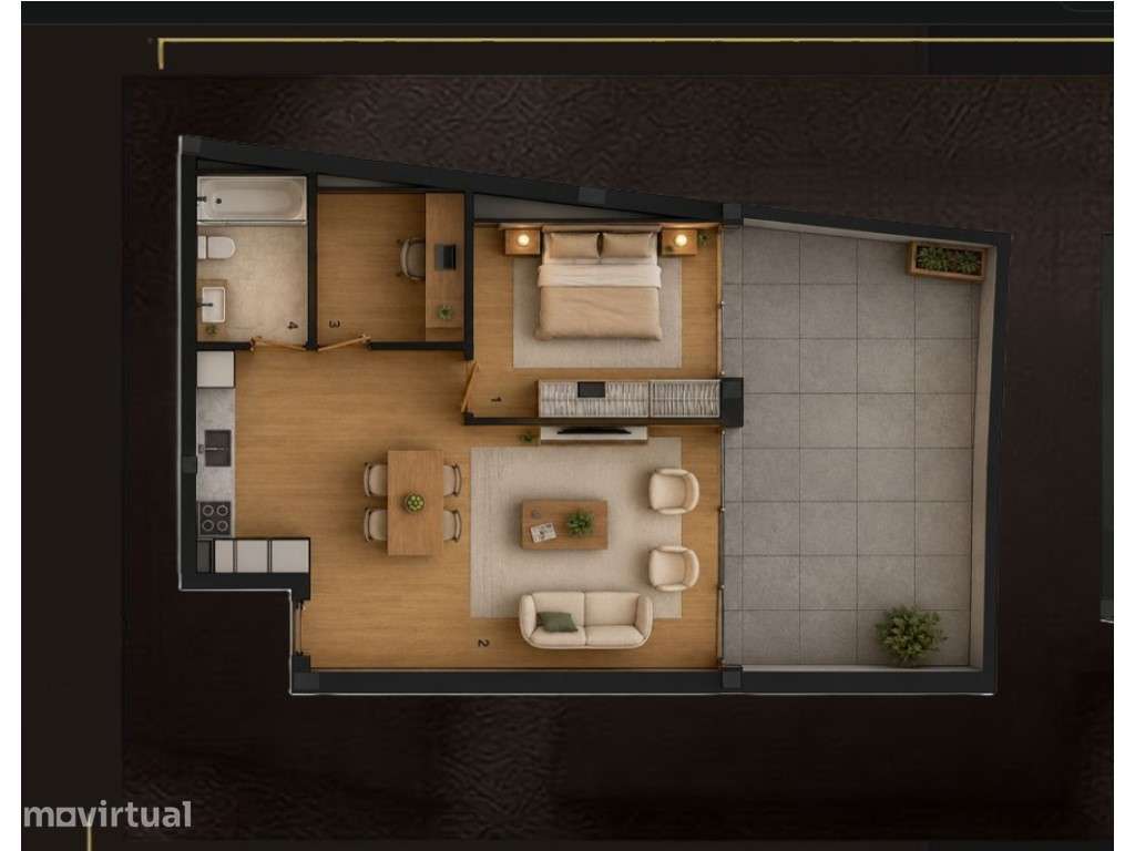 Apartamento T1+1 com terraço e garagem em Custóias - Grande imagem: 4/4