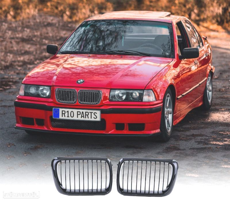 GRELHAS FRONTAIS BMW E36 96-98 LOOK M PERFORMANCE PRETO BRILHANTE - 1