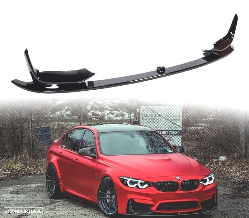 SPOILER LIP FRONTAL BMW F80 M3 F82 F83 M4 LOOK M PERFORMANCE PRETO BRILHANTE - 2