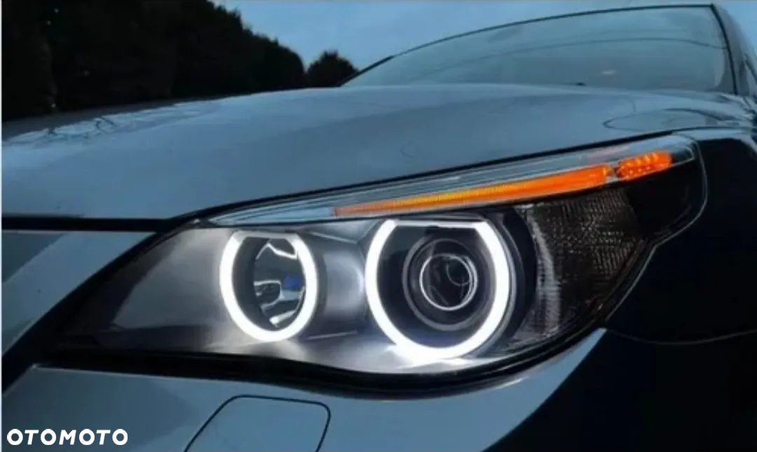 Lampa reflektor BMW E60 E61 F10 F11 M3 M4 E90 E92 F30 F07 F18 M5 Ringi drl led smd dual color + kierunki bmw - 8