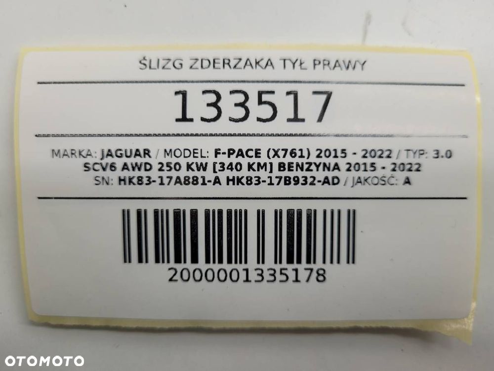 ŚLIZG ZDERZAKA TYŁ PRAWY JAGUAR F-PACE F PACE X761 - 12