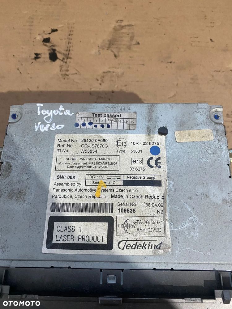RADIO FABRYCZNE TOYOTA VERSO II MP3 AUX FM 86120-0F060 - 3
