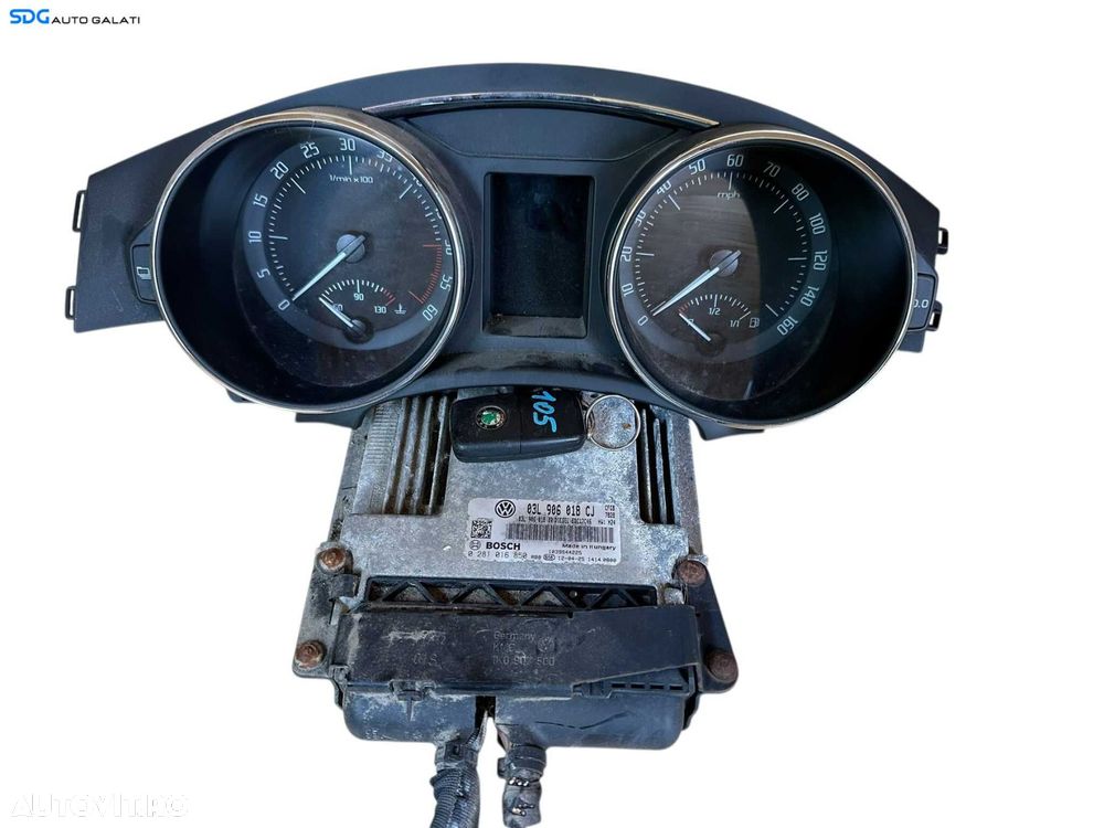 Kit Pornire ECU Calculator Motor Ceasuri Bord Imobilizator Cip Cheie Skoda Superb 2 2.0 TDI CFG CFGB 2008 - 2015 Cod 03L906018CJ 0281016850 03L906018BR 3T2920941K [V0334] [V0335] - 1