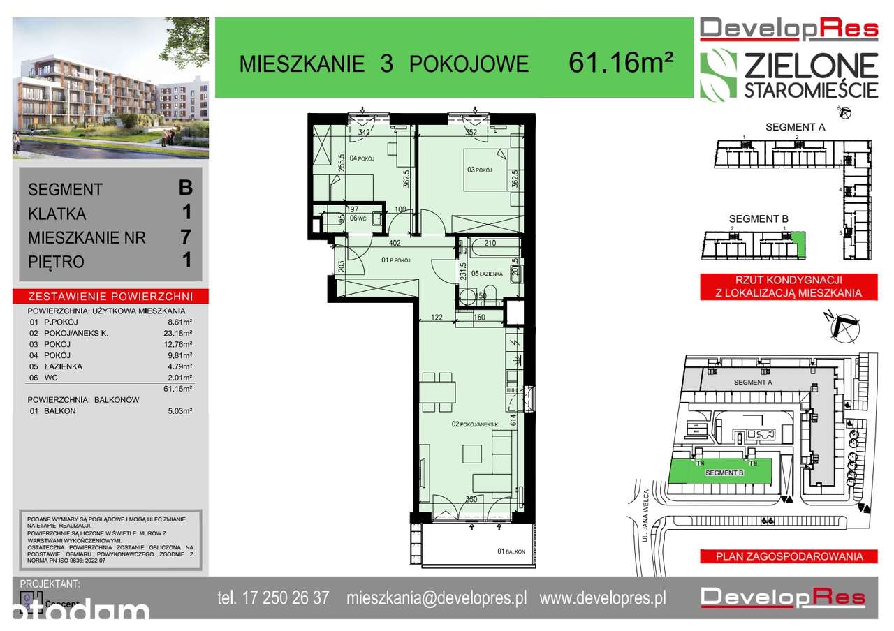 3 pokoje z jasnym aneksem 61,16m2 | B-7