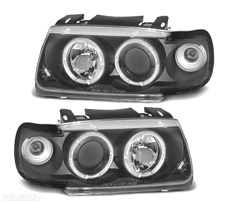 FAROIS VOLKSWAGEN VW POLO 6N 95-98 ANGEL EYES FUNDO PRETO - 1