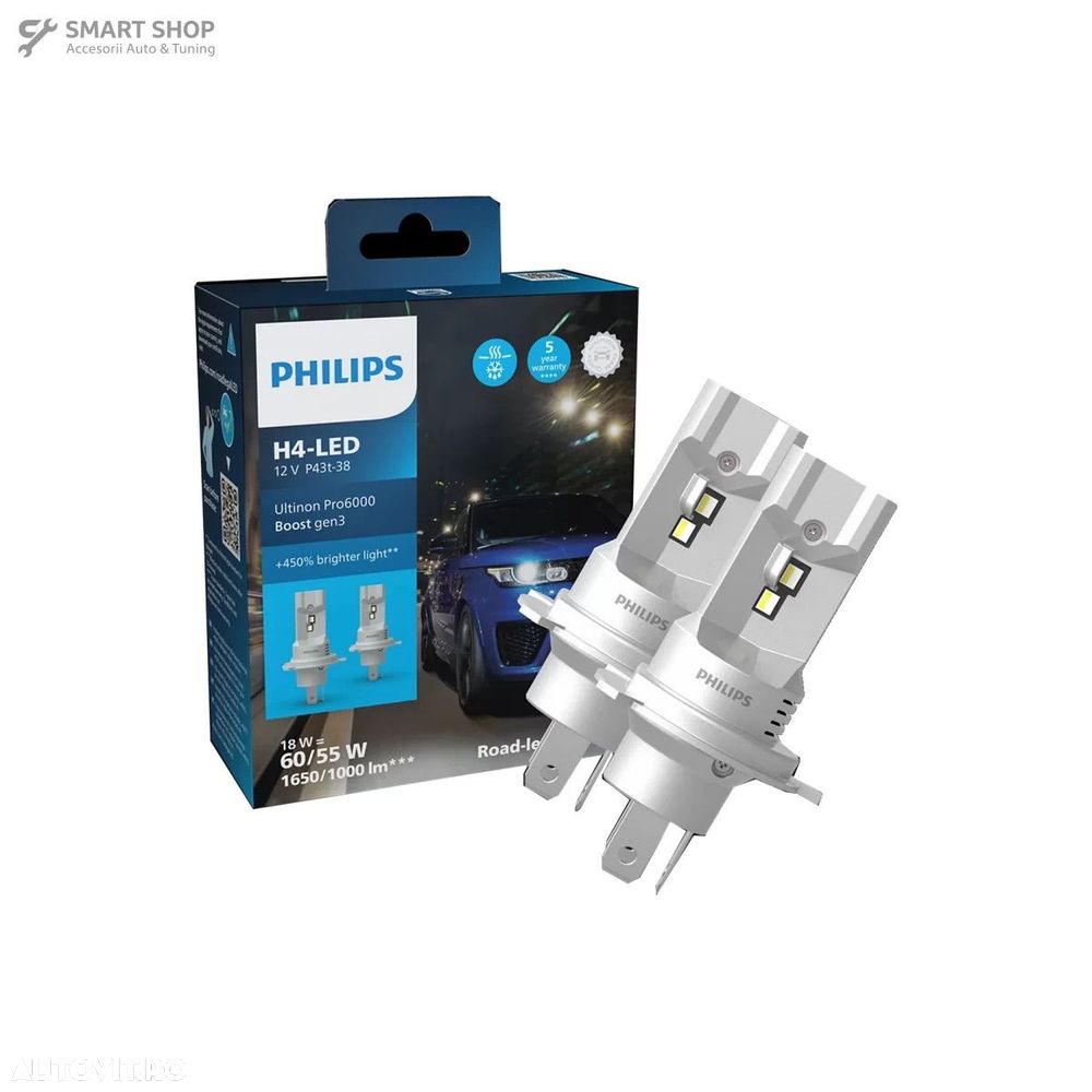 Philips Ultinon Pro6000 Boost Bulb H4 LED 12V 18W 5800K Auto Moto 2 Bu - 1