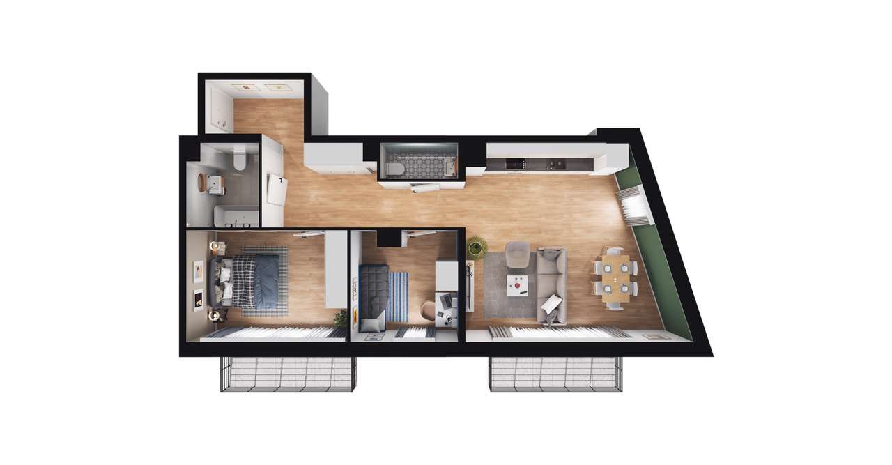 3-pokojowe mieszkanie 67m2 + balkon - Pełny obrazek: 3/15