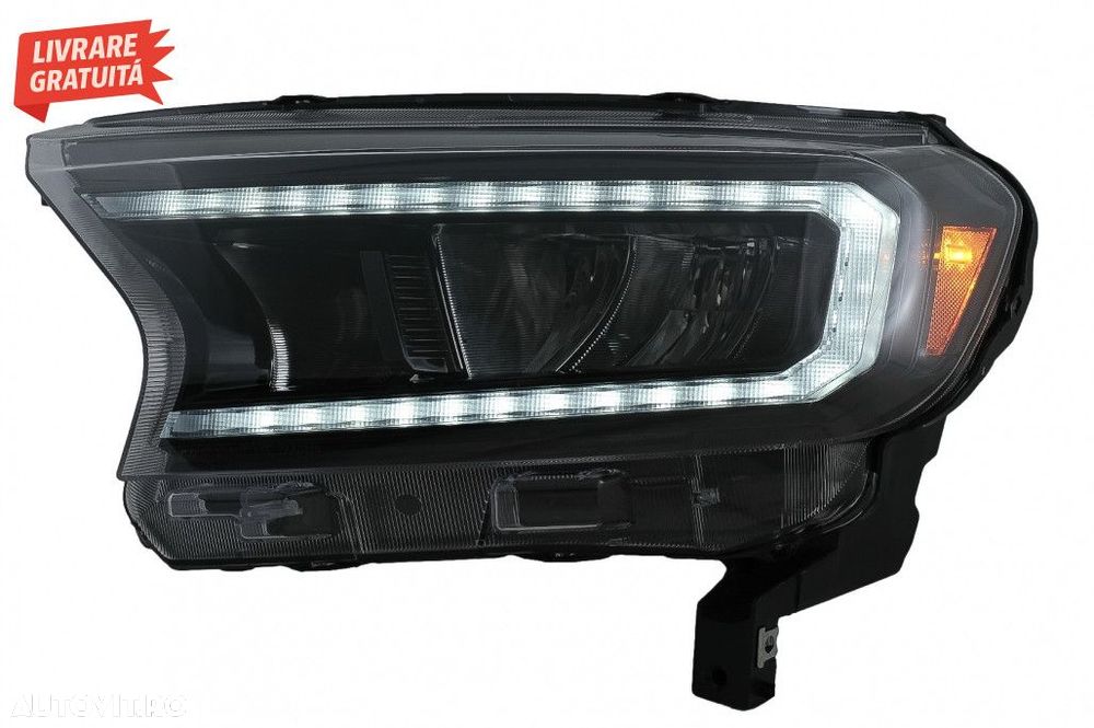 Faruri LED Light Bar Ford Ranger (2015-2020) LHD Negru cu Semnal Dinam - 2