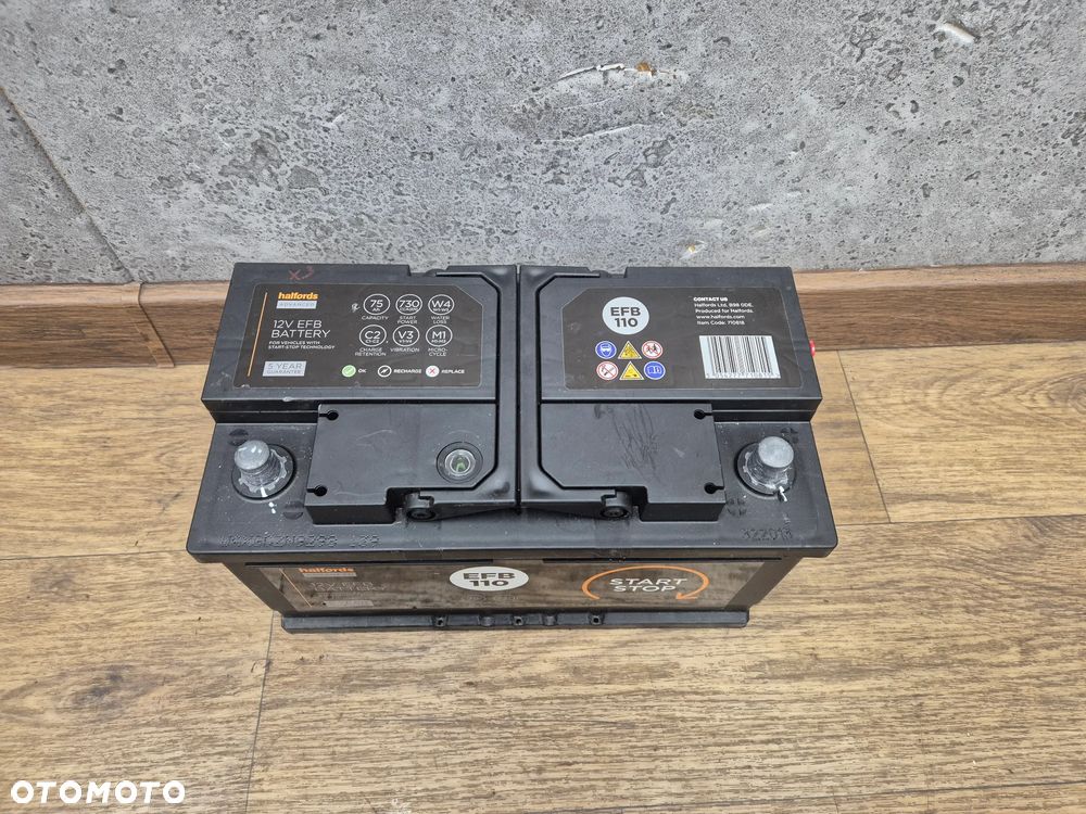 AKUMULATOR AGM HALFORDS EFB110 75AH/730 START STOP - 1