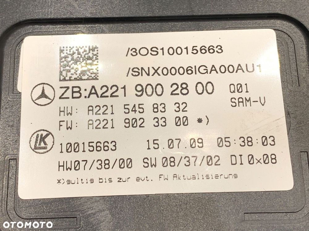 MODUŁ SAM  MERCEDES-BENZ KLASA S (W221) 2005 - 2013 S 400 Hybrid 220 kW [299 KM] Hybryda silnik - 5