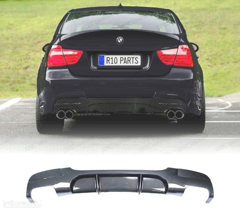 DIFUSOR BMW E90 E91 LOOK M PERFORMANCE CARBONO SAÍDA DUPLA - 1