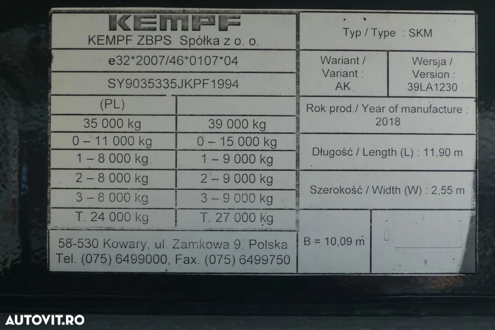 Kempf BASCULANĂ KEMPF 60mc / 2018 / CLAPETA UȘĂ / AXIE ELEVABILĂ - 21