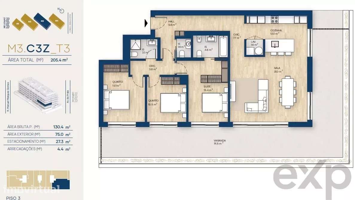Apartamento T3 | Canidelo, V.N.Gaia - Grande imagem: 2/39