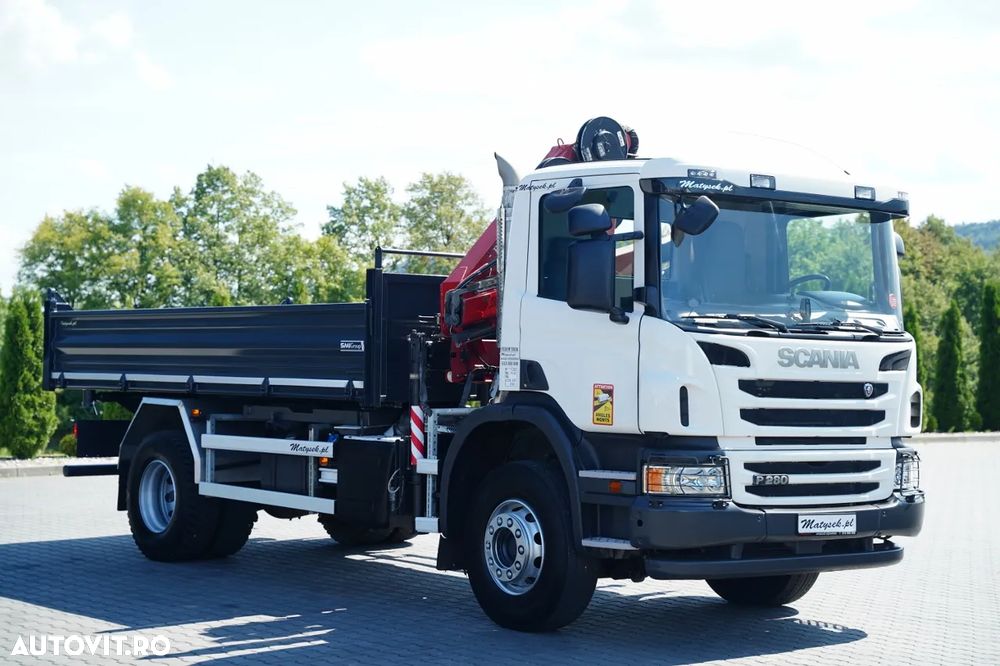 Scania P 280 / 4X2 / BASCULĂ + HDS HMF 635 K2 / RADIOCOMANDĂ / ROTATOARE / EURO 6 / - 13