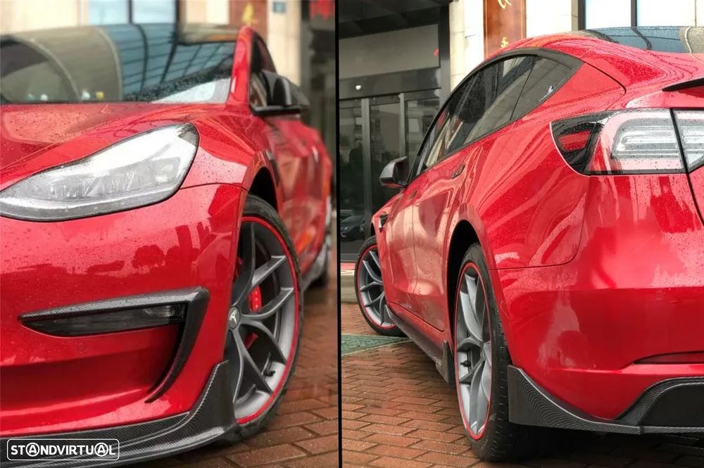 Conjunto Tesla Model 3 Spoiler, Aileron, Laminas e Difusor em Banho de Carbono - 15