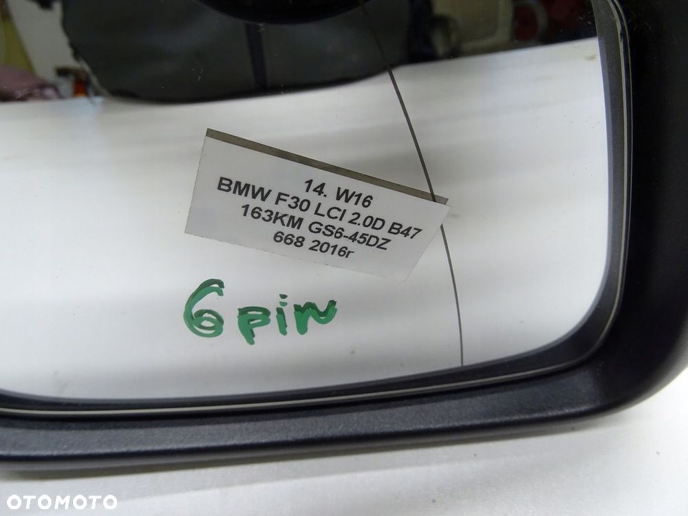 LUSTERKO PRAWE PRAWY PRZÓD PRZEDNIE BMW F30 LCI LIFT SCHWARZ II 668 6 PIN - 10