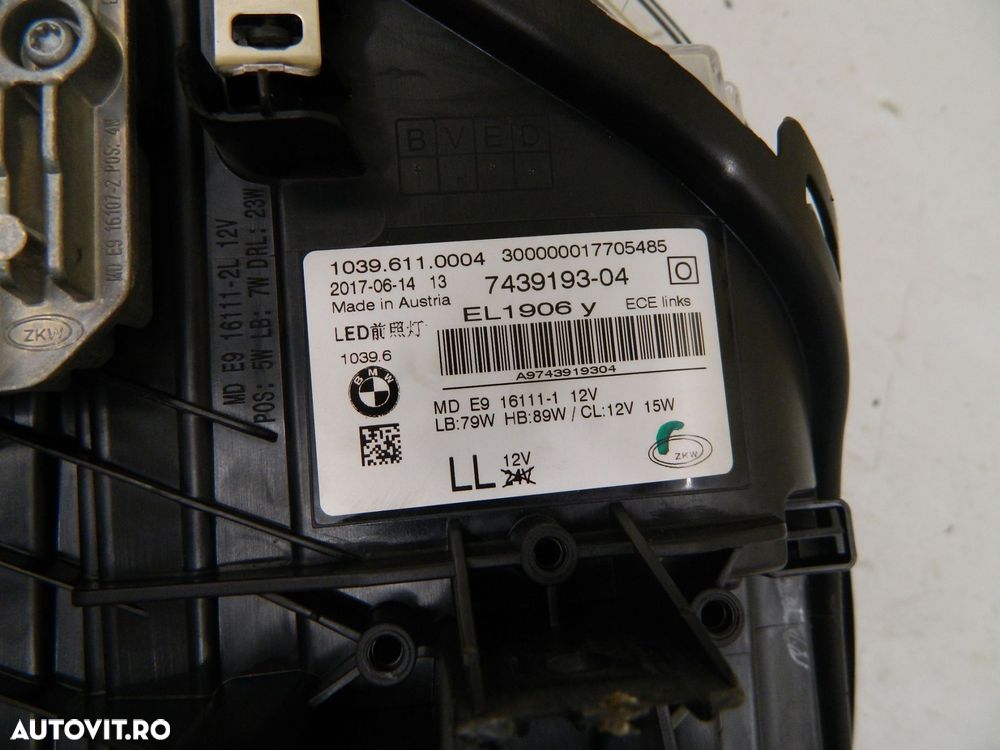 Far stanga BMW Seria 5 G30 / G31 Full LED Adaptive, 2017, 2018, 2019, 2020, 2021, cod origine 7439193-04. - 9