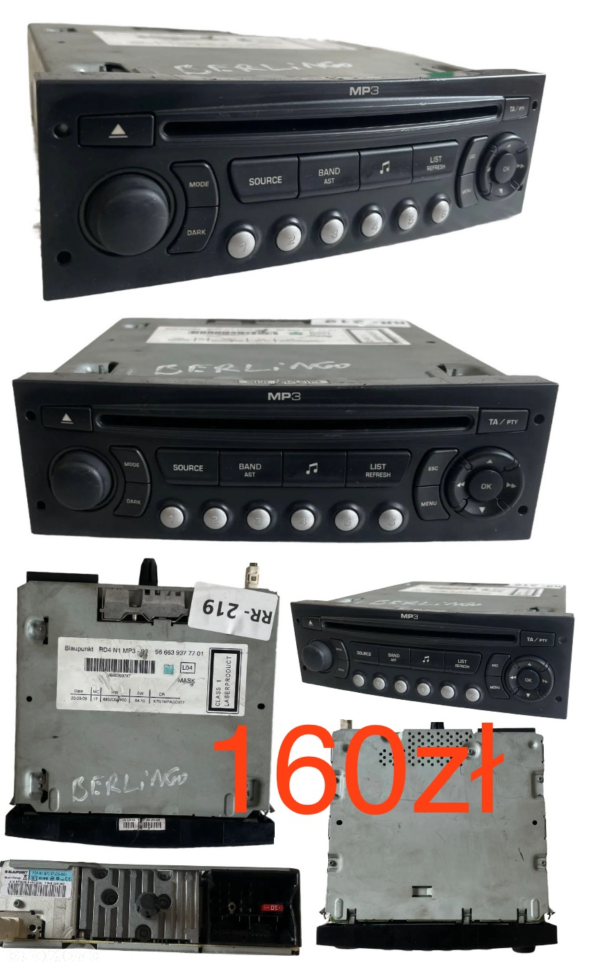 Radio CD MP3 Peugeot 206 307 Partner II 2008 Renault Clio III Kangoo II Laguna II 07- Volkswagen Golf Polo Tiguan Transporter Peugeot 207 Ford S-max Galaxy III  Citroen Berlingo II C5 II - 10