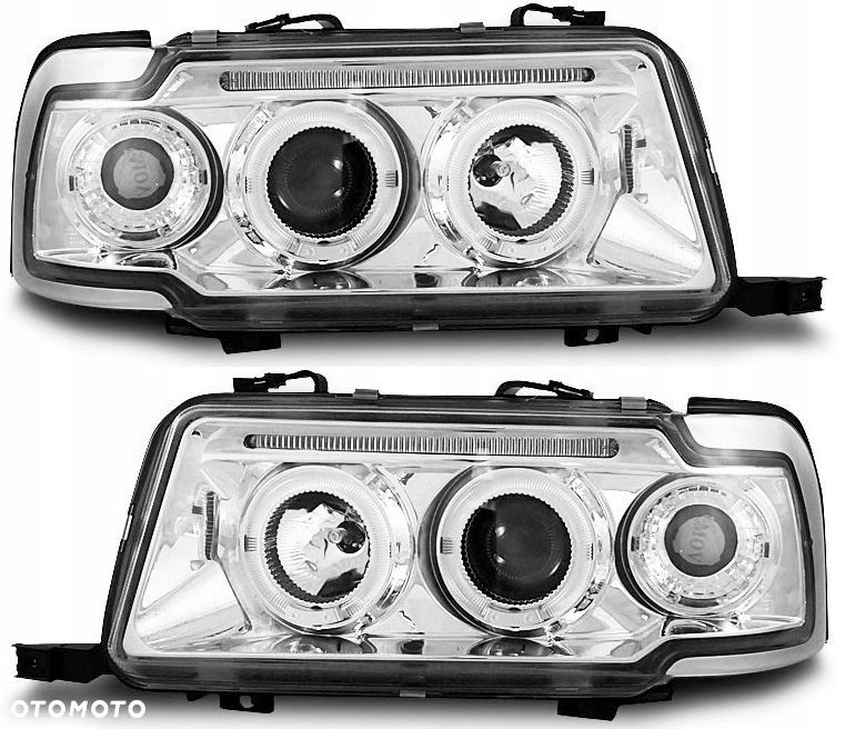 Reflektory Lampy kpl Ringi Angel Eyes Led Diody Chrom Audi 80 B4 1991-1996 - 1