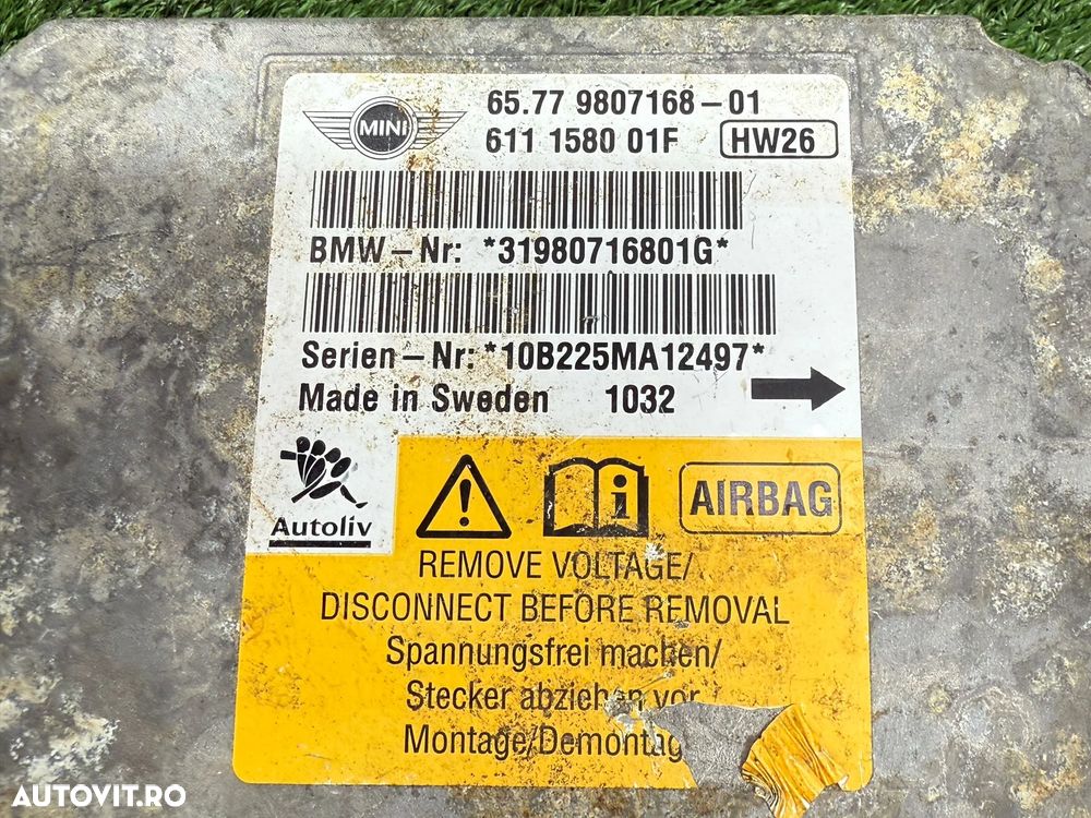 MODUL AIRBAG MINI COOPER CABRIO R57 LCI 1.6 BENZINA 2010 COD OEM 65779807168 9807168 611158001F 31980716801G 2006-2013 - 7