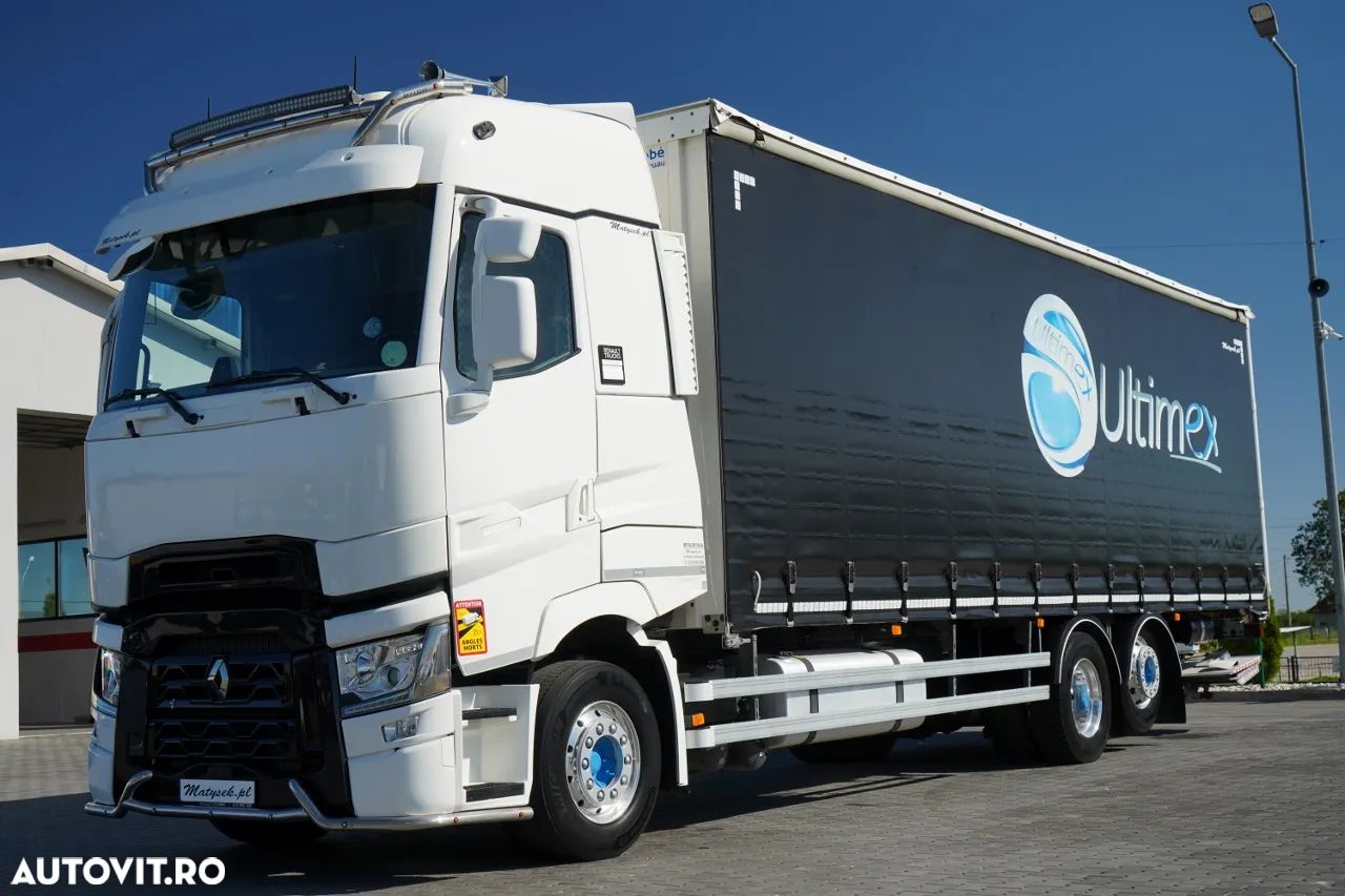 Renault T 440 / 6X2 / SOLO / CORTINĂ 9.5 M / I-PARK COOL / RIDICABIL / JANTE DIN ALIAJ / PUNȚĂ RIDICABILĂ - 1