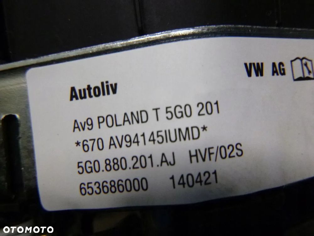 VW ARTEON POLO PASSAT B8 GOLF VII GOLF VII PLUS - SPORTSVAN T-ROC T-CROSS PODUSZKA AIRBAG KIEROWCY NOWY ORYGINAŁ - 17