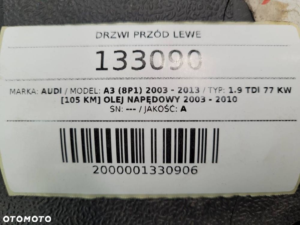 DRZWI PRZÓD PRZEDNIE LEWE AUDI A3 8P 3D - 14