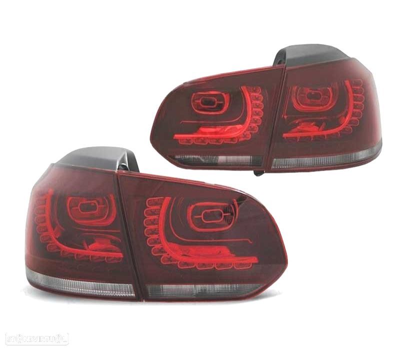FAROLINS TRASEIROS LED VOLKSWAGEN VW GOLF 6 MK VI 08-12 VERMELHO BRANCO - 3
